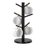 Wisuce Black Coffee Mug Tree Bamboo Mug Holder Coffee Cup Stand Mug Holders for Countertop Coffee Mug Rack Organizer Stand (Black Basic)