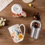 GBHOME Tea Mug with Infuser and Lid, 18 Ounce Large Ceramic Loose Leaf Cup, Microwave, Dishwasher Safe, Perfect For Tea Lovers