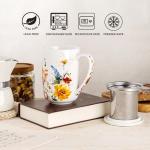 GBHOME Tea Mug with Infuser and Lid, 18 Ounce Large Ceramic Loose Leaf Cup, Microwave, Dishwasher Safe, Perfect For Tea Lovers
