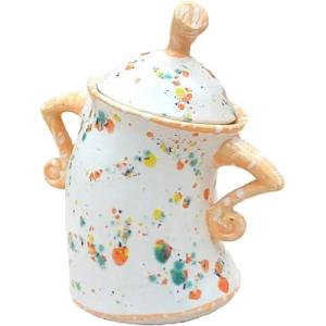 TONGBEISHU Canister With Attitude, Ceramics Creative Forked Waist Jars with Lids, Unique Cafe Canister Mug, Retro Spotted Resin Food Cans Kitchen Storage Jars, for Coffee Tea Sugar Spices (B)