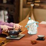 TONGBEISHU Canister With Attitude, Ceramics Creative Forked Waist Jars with Lids, Unique Cafe Canister Mug, Retro Spotted Resin Food Cans Kitchen Storage Jars, for Coffee Tea Sugar Spices (B)