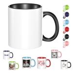 GUISOEI Custom-made Photo Coffee Mug, Customizable Ceramic Porcelain 11 Oz Straight Sided Cylinder Mug with Photo Text Logo, BlackNoCustom, Mother's Day, Father's Day, Wedding, New Year Gift