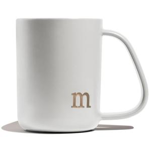 COLLECTIVE HOME - Ergonomic Handle Ceramic Mug, 15 oz Personalized Coffee Cup with Golden Initial, Microwave & Dishwasher Safe, Elegant Monogram Tea Mug in Gift Box for Home & Office (White-m)
