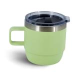 ZREGGUR 10 oz Stackable Mug, Stainless Steel cup with handle, Vacuum Insulated Espresso/Coffee Mug, shot Glass Set for 2-Piece Set for Coffee, Spirits, Wine, Tea- Key Lime