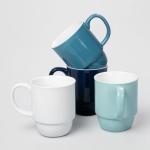 Hartorfic Coffee Mugs Set of 4 – 20 oz Porcelain Ceramic Mugs with Handle, Stackable Non-Toxic & Lead Free, Microwaveable Latte Cups for Kitchen, Tea & Cappuccino