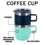 ZREGGUR 10 oz Stackable Mug, Stainless Steel cup with handle, Vacuum Insulated Espresso/Coffee Mug, shot Glass Set for 2-Piece Set for Coffee, Spirits, Wine, Tea- Key Lime