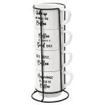 Set of 4 Sentiment Stackable Mugs with Stand
