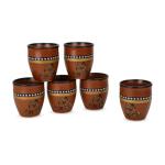 Handmade Ceramic Tea Cups Set – 6 Desi Kulhad Chai/Coffee Cups (5 oz Capacity), Lead-Free, Dishwasher & Microwave Safe, Glazed, Glossy finish Clay Tea Cups/kulhar/kullar - Brown Color