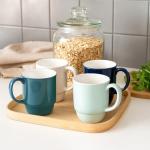 Hartorfic Coffee Mugs Set of 4 – 20 oz Porcelain Ceramic Mugs with Handle, Stackable Non-Toxic & Lead Free, Microwaveable Latte Cups for Kitchen, Tea & Cappuccino