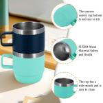 ZREGGUR 10 oz Stackable Mug, Stainless Steel cup with handle, Vacuum Insulated Espresso/Coffee Mug, shot Glass Set for 2-Piece Set for Coffee, Spirits, Wine, Tea- Key Lime