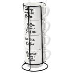 Set of 4 Sentiment Stackable Mugs with Stand