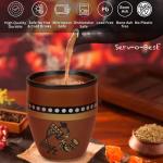 Handmade Ceramic Tea Cups Set – 6 Desi Kulhad Chai/Coffee Cups (5 oz Capacity), Lead-Free, Dishwasher & Microwave Safe, Glazed, Glossy finish Clay Tea Cups/kulhar/kullar - Brown Color