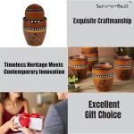 Handmade Ceramic Tea Cups Set – 6 Desi Kulhad Chai/Coffee Cups (5 oz Capacity), Lead-Free, Dishwasher & Microwave Safe, Glazed, Glossy finish Clay Tea Cups/kulhar/kullar - Brown Color