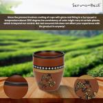 Handmade Ceramic Tea Cups Set – 6 Desi Kulhad Chai/Coffee Cups (5 oz Capacity), Lead-Free, Dishwasher & Microwave Safe, Glazed, Glossy finish Clay Tea Cups/kulhar/kullar - Brown Color