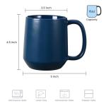 Miicol Ceramic Coffee Mug, 16 oz Large Coffee Cup, Tea Mug with Handle, Flat Bottom Mug for Men, Women, Office, Microwave and Dishwasher Safe, Multi-Color, Navy