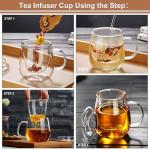 Dinana Large Tea Cup/Mug with Infuser and Lid, Borosilicate Glass Mugs for Loose Leaf Tea, Great Loose Tea-leaf Brewing System, 500ml (17oz)