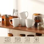 MALACASA LYDIA Coffee Mugs, 16 OZ Ceramic Mugs Set of 4 with Handle, Embossment Cups for Latte, Hot Tea, Cappuccino, Mocha, Cocoa, Dishwasher & Microwave Safe Gift Set, White