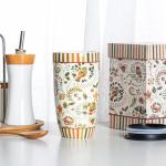 Topadorn 17 oz Tall Ceramic Travel Mugs Coffee Cup with Sealed Lid and Handle, Perfect for Coffee and Tea, Holiday Gift Her Him, Flower