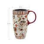 Topadorn 17 oz Tall Ceramic Travel Mugs Coffee Cup with Sealed Lid and Handle, Perfect for Coffee and Tea, Holiday Gift Her Him, Flower