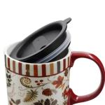 Topadorn 17 oz Tall Ceramic Travel Mugs Coffee Cup with Sealed Lid and Handle, Perfect for Coffee and Tea, Holiday Gift Her Him, Flower
