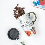 Topadorn 17 OZ. Ceramic Coffee Mug Travel Cup with Handle Sealed Lid and Color Box