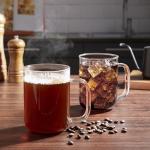 BWODYAY Glass Coffee Mugs, 20 oz Ice coffee cups, Large Clear Tea Cups Set of 2, Glass Mugs with Handles, Glass Cups for Latte, Cappuccino, and Tea