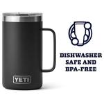 YETI Rambler 24 oz Mug, Vacuum Insulated, Stainless Steel with MagSlider Lid, Black