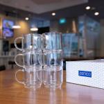 zenco living Espresso Cups (4 Ounce) with Large Handle, Set of 6 - Glass Coffee Cups for Nespresso Lungo, Double Espresso, Cortado