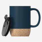 asobu Cork Mug – 12 oz Ceramic Coated Coffee Mug with Cork Base, Double-Walled Vacuum Insulated Stainless Steel, Splash-Proof Slide Lid, Easy-Grip Handle