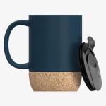 asobu Cork Mug – 12 oz Ceramic Coated Coffee Mug with Cork Base, Double-Walled Vacuum Insulated Stainless Steel, Splash-Proof Slide Lid, Easy-Grip Handle