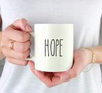 Andaz Press Simple Rustic Farmhouse Kitchen Decor 11oz. Ceramic Coffee Tea Mug, Hope, 1-Pack, Includes Gift Box, Minimalist Birthday Christmas Gift Ideas Hope Mug