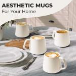 MIAMIO - Coffee Mugs Set of 4 / Large Ceramic Coffee Cups (14 oz) - Mug for Cappuccino, Tea, Espresso - Microwave and Dishwasher Safe - Luxe Collection (White Series)