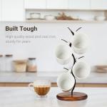 amusediy Sturdy Countertop Mug Tree with Solid Wood Base, Delicate Cast Iron Coffee Mugs Holder, Countertop Coffee Cup Holder for Large Cups, Minimalist Mug & Tea Cup Storage Rack (Set of 1)