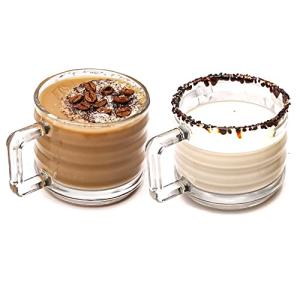 Stackable Coffee Cup Set, Fully Tempered Coffee Mug, Tea Cup Set, Ribbed Glassware, Vintage Glass Coffee Mugs, Turkish Coffee Cup Set, Cappuccino Cup, Housewarming Gift (250cc/8.5oz) (Set of 2)