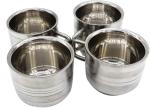 Whopper Stainless Steel Espresso Cups Double Wall Insulated 3.5 oz Metal Cups with Handle Demitasse, Keeps Espresso Hot Set of 6
