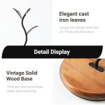 amusediy Sturdy Countertop Mug Tree with Solid Wood Base, Delicate Cast Iron Coffee Mugs Holder, Countertop Coffee Cup Holder for Large Cups, Minimalist Mug & Tea Cup Storage Rack (Set of 1)