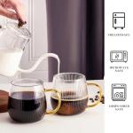 GLASKEY Borosilicate Glass Coffee Mugs Set of 2,12oz Glass Coffee Cups with Vertical Stripes Pattern,Clear Tea Cup for Tea,Coffee,Latte,Hot and Cold Beverage,Christmas Thanksgiving Gifts