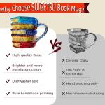 Stained Glass Book Stack Coffee Mug, 6 oz Crystal Novelty Cup, Colorful Handcrafted Design, Unique Gift for Book Lovers (Minimalist)