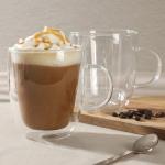 Mr. Coffee Retro Machiatto Large 16 Ounce Insulated Double Wall Glass Coffee & Tea Cups, Set of 2