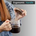 Bivvclaz Glass Coffee Mugs Set of 2, 16 oz Glass Coffee Cups with Acacia Wood Lid, Clear Borosilicate Glass Mugs with Handles for Cappuccino, Tea, Latte, Hot/Cold Beverages, Wine, Americano