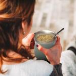 Beruth Bombilla Yerba Mate Gourd, 8oz Stainless Steel Tea Cup Set with a Multifunctional Lid, Two Straws and Cleaning Brushes, Double Walled Coffee Mug Heat Insulation Anti Scalding (Avocado Green)