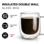 Glass Coffee Mug, 8.5 oz Double Walled Insulated Cup Heat-resistant for Tea Coffee Latte Cappuccino Espresso Iced Tea Dishwasher & Microwave Safe, Set of 1 (Round)