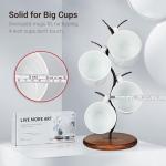 amusediy Sturdy Countertop Mug Tree with Solid Wood Base, Delicate Cast Iron Coffee Mugs Holder, Countertop Coffee Cup Holder for Large Cups, Minimalist Mug & Tea Cup Storage Rack (Set of 1)