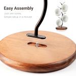 amusediy Sturdy Countertop Mug Tree with Solid Wood Base, Delicate Cast Iron Coffee Mugs Holder, Countertop Coffee Cup Holder for Large Cups, Minimalist Mug & Tea Cup Storage Rack (Set of 1)