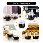 GLASKEY Borosilicate Glass Coffee Mugs Set of 2,12oz Glass Coffee Cups with Vertical Stripes Pattern,Clear Tea Cup for Tea,Coffee,Latte,Hot and Cold Beverage,Christmas Thanksgiving Gifts