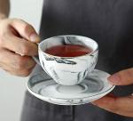 FUYU Gold Edge Marble Ceramic Espresso Coffee Cup and Saucer Set Tea Cup