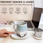 YumKubis 13.5oz Tea Cup with Infuser and Lid, Porcelain Loose Leaf Tea Steeper Cup, Blue Teacups Gifts for Drinker, Men, Women, Home, Office