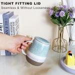 YumKubis 13.5oz Tea Cup with Infuser and Lid, Porcelain Loose Leaf Tea Steeper Cup, Blue Teacups Gifts for Drinker, Men, Women, Home, Office