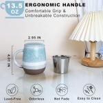 YumKubis 13.5oz Tea Cup with Infuser and Lid, Porcelain Loose Leaf Tea Steeper Cup, Blue Teacups Gifts for Drinker, Men, Women, Home, Office