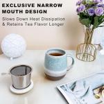 YumKubis 13.5oz Tea Cup with Infuser and Lid, Porcelain Loose Leaf Tea Steeper Cup, Blue Teacups Gifts for Drinker, Men, Women, Home, Office